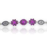Silver harmony pink stone with carving work choker