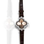 Van cleef rose gold facet brown belt watch