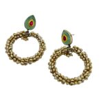 light green stone and pearl earrings