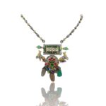 Long kundan neck piece with studded green stone