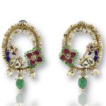 Gold tone kundan with pearls earrings