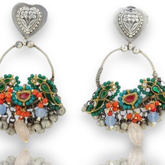 Green colour bali earrings