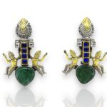 Blue kundan & green stone earring