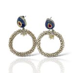 Blue stone and pearl earrings