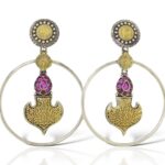 Gold tone with kundan round Bali earrings