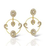 White kundan gold tone round Bali earrings