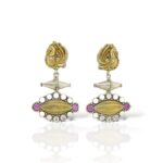 Gleam dual tone earrings