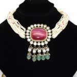 Pink stone and pearl chokar